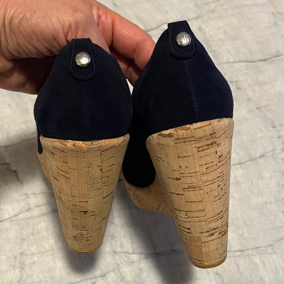 Stuart Weitzman Corkswoon Navy Wedges - Picture 8 of 10